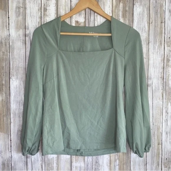 Soft Surroundings Maureen Square Neck Sprout Green Blouse - Picture 2 of 6